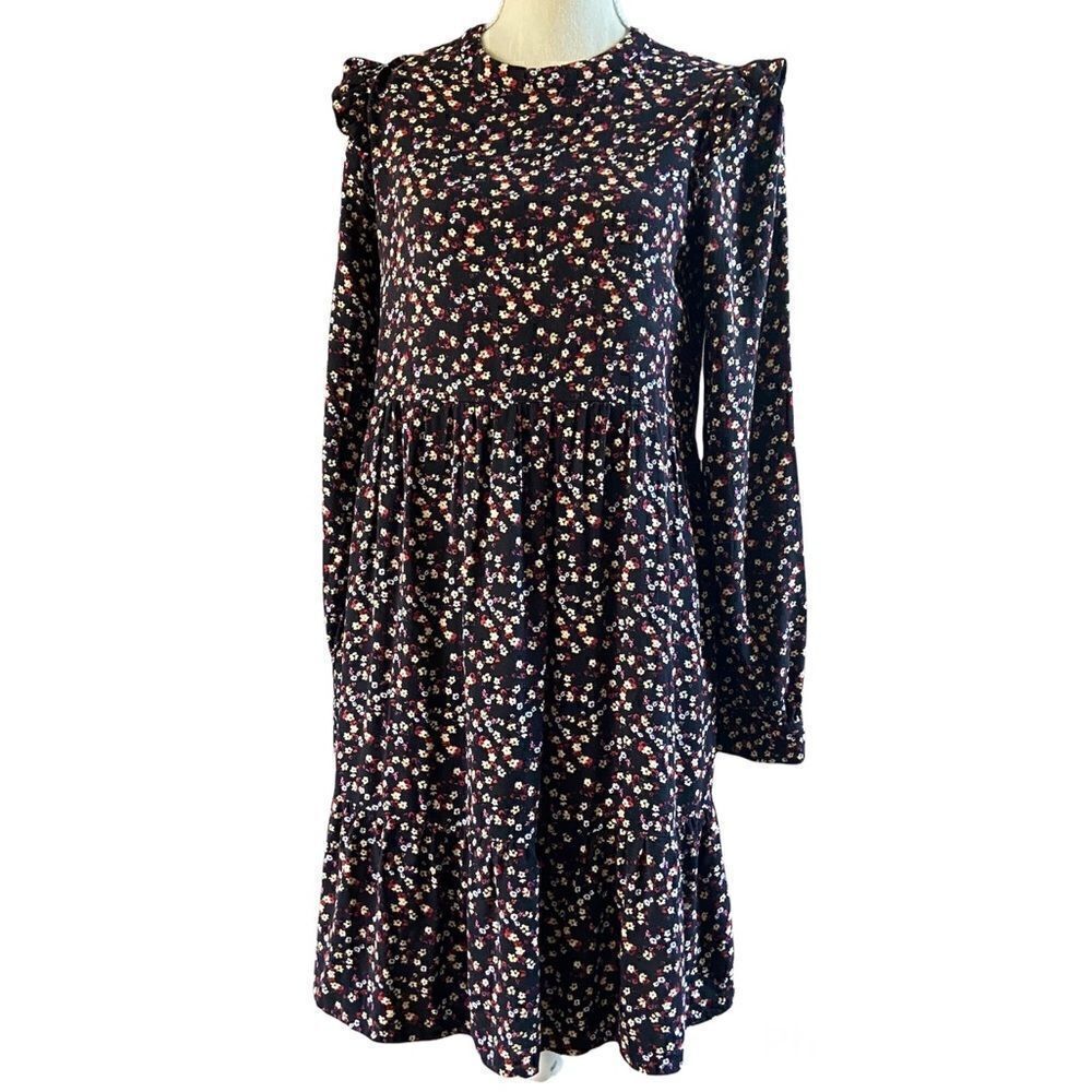 3/$15 Art Class Black Floral Ruffle Dress XL